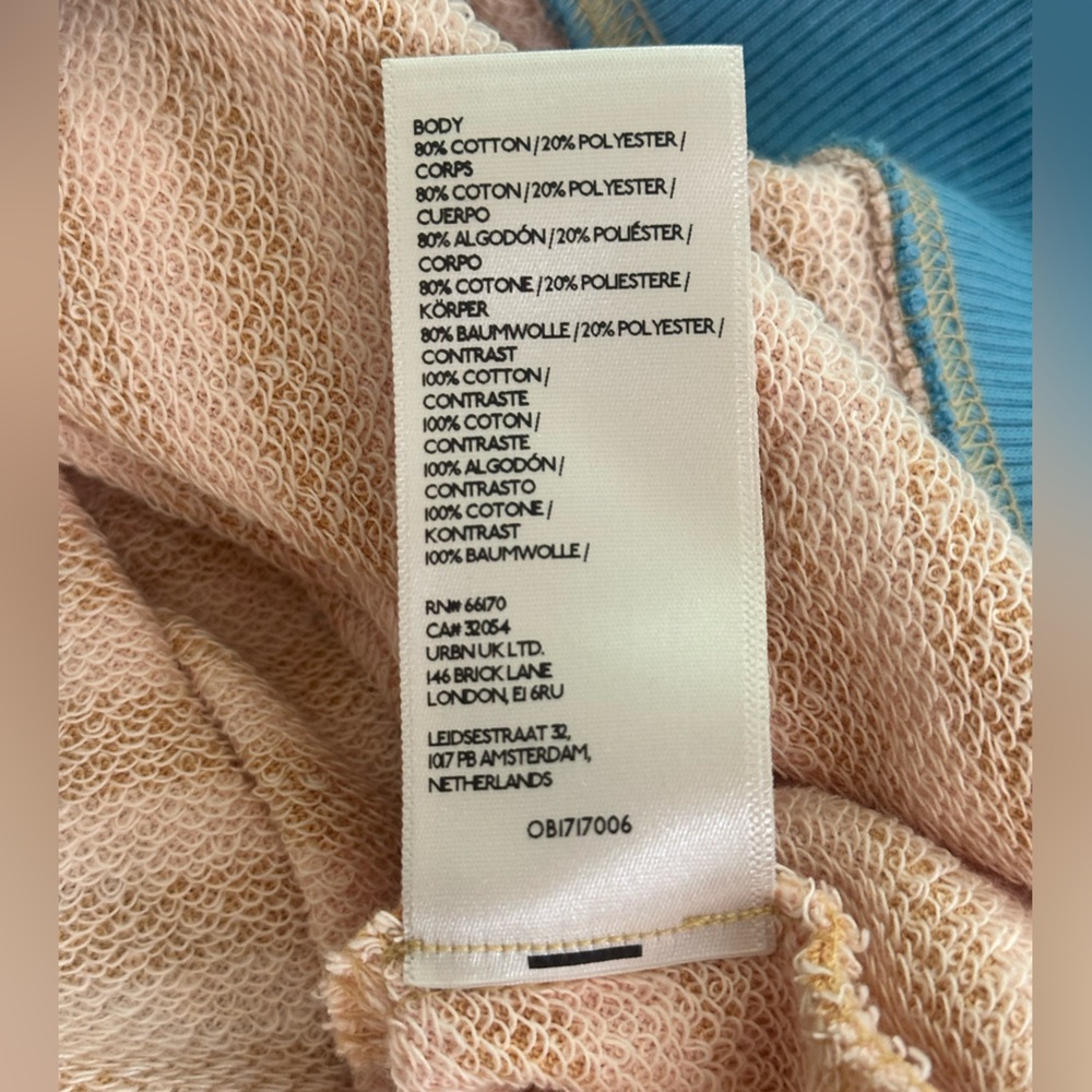 Sz S Free People We the Free Classic Striped Crew Latte Combo peach blue - Picture 10 of 10